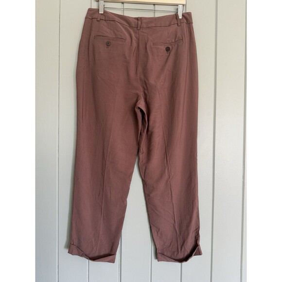 NWT Loft Outlet Tapered Leg Trousers 10 Brown Pleated Front 100% Rayon NEW - Picture 1 of 6